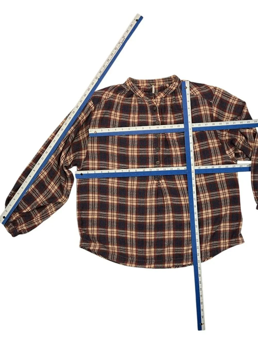 Free People Northern Bound Pullover Top Shirt S Plaid Moonlit Combo Wool Blend